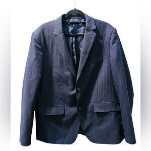 Jack Spade Wool Blazer Size 46 Pinstripe Navy Blue Business Long Sleeve Italy